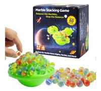 oupados Wobble Marble Balance Stacking Game with 60 Exciting Colorful Glass Marbles, A Family Party Challenge Game for 1-4 Players (Kids & Adults), Suitable for Both Quick and Extended Game Rounds
