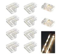 Oupdate COB LED Strip Connectors Set for 8mm Width 2 Pin Include 8 L Shape Corner and 2 Straight Center Connectors Solderless COB Clip for Non-Waterproof Tape Lights