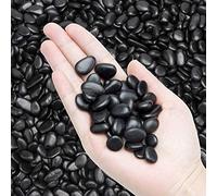 OUPENG Black Small Pebbles - Decorative Gravel Rock Plant Stones,Natural Polished Stones 3/8" Succulent Gravel,Pebbles Gravel for Bamboo Plants,Succulent,Home Decor,Landscaping,Vase Fillers.1.5lbs