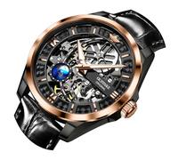 OUPINKE Men Watch Automatic Mechanical Hollow Dragon Watch Luxury Formal Gold Diamond 50M Waterproof Tungsten Steel Luminous Watch, rose gold, Fashion