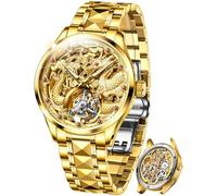 OUPINKE Men's Luxury Gold-Tone Dragon Tourbillon Dress Watch, G3176: All Gold