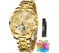OUPINKE Men's Watches Automatic Skeleton Self-Winding Original Mechanical Gold Luxury Sapphire Crystal Dress Gifts Wrist Watches, G3316: Gold band & Gold dial, Luxury Business Casual Classic Party
