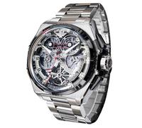 OUPINKE Watch for Men Automatic Wristwatch 3D Dial with 5ATM Waterproof Luminous Calendar Skeleton Watches-Sapphire Crystal Tungsten Steel Strap, Black, modern