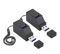 OUQYLG USB Port Splitter,3 Port USB 2.0 hub Dock [2 Pack] Mini USB Hub, 3 Port 3.0 USB Hub High Speed Splitter Plug and Play, USB Splitter Adapter Portable for PC, Laptop - Black