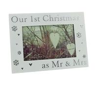 Our 1st Christmas as Mr & Mrs 6" x 4" Photo Frame with hearts & snowflakes