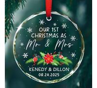 Our 1St Christmas As Mr & Mrs Crimbo Ornaments Glass Memorial With Ribbon Keepsake