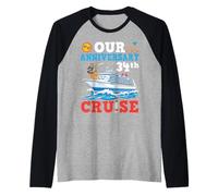 Our 34th Married Anniversary Cruise Wedding Couple Vacation Raglan Baseball Tee