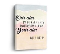 Our Aim Is to Keep This Bathroom Clean Canvas Prints Wall Art Quote Oil Painting On Canvas Wooden Framed Art Canvas for Home Decoration Birthday Gift,12 X 16 Inch