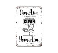 Our Aim is to Keep This Bathroom Clean Your Aim Will Help Funny Retro Tin Sign Wall Decor for Bathroom Toilet Home Farmhouse 12 X 8 Inches Rustic Art Poster Metal Hanging Plaque
