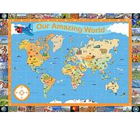 Our Amazing World Map - Children's Illustrated Map of The World - Size A1-84.1 x 59.4 cm - Paper Laminated