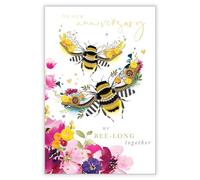 Our Anniversary Card - Floral Bumblebee Design - Bee and Flowers - Special Finishes and Embellishments - Made in the UK - Eco-Friendly