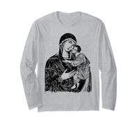 Our Blessed Mother Mary and Child Mater Amabilis Catholic Long Sleeve T-Shirt