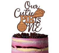 Our Cutie Pie is One Cake Topper, A Little Cutie Pie Baby Shower Decorations, Pies Themed Baby 1st Birthday Party Decorations Brown & Orange Glitter