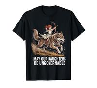 Our Daughters Be Ungovernable Redhead Feminist Dad Mama Wolf Value Graphic T-Shirt