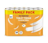 Our Essentials by Amazon Toilet Tissue Classic Roll, 2-ply, 24 Rolls (1 Pack of 24), 200 Sheets per Roll