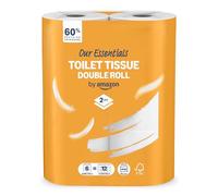 Our Essentials by Amazon Toilet Tissue Double Roll, 2-ply, 6 Rolls (1 Pack of 6), 400 Sheets per Roll