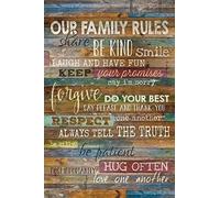 Our Family Rules Metal Tin Signs Love One Another Retro Posters Home Living Room Farmhouse Wall Art Decor Housewarming Plaque Decoration Gift 8x12inch