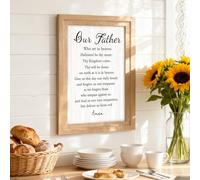 Our Father Prayer Bible Verse Framed Wall Art, 16''×23'' Vintage Positive Religious Christian Lords Prayer Sign, Rustic Horizontal Inspirational Catholic Scripture Decor for God Jesus Christ Prayer