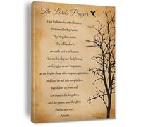 Our Father Prayer Wall Art - Christian The Lord's Prayer Decor, Inspirational Quotes Bible Verse Scripture Print Canvas Painting for Church Office Room - Framed 12 * 18 Inch
