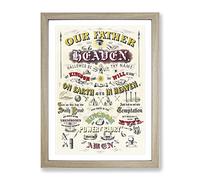 Our Father Who Art In Heaven Prayer Vintage Framed Print | A3 Oak Framed Wall Art | Ready to Hang | Classic Nature Picture | Living Room Bedroom Lounge Office