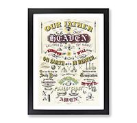 Our Father Who Art In Heaven Prayer Vintage Framed Print | A4 Black Framed Wall Art | Ready to Hang | Classic Nature Picture | Living Room Bedroom Lounge Office