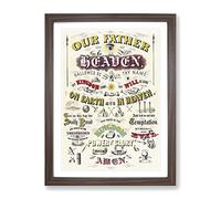 Our Father Who Art In Heaven Prayer Vintage Framed Print | A4 Walnut Framed Wall Art | Ready to Hang | Classic Nature Picture | Living Room Bedroom Lounge Office