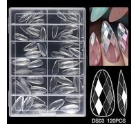our fave 120/140 Pieces Almond Coffin Nails Tips Diamonds Shape Design Manicure Acrylic Press On Nails for Nails Art