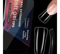 our fave 600pcs Clear Nails Tips Gel Curved Design for Professional Manicure Half Covers False Nails Duck Feet Styles