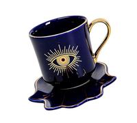 our fave Arabic Evils Eye Pattern Ceramic Tea Cup Set with Matching Saucer Smooth Trim for Coffee Milk Drinking Use and Set Mug Ceramic and