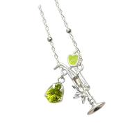 our fave Fruit Charm Pendant Necklace with Cocktail Glass Design, Alloy Silver-Tone 45cm Clavicle Chain Jewelry for Party and Date Looks