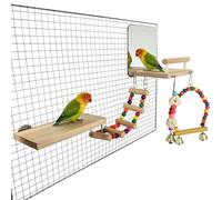 our fave Multi Functional Avian Play Set Wooden Ladder Platforms Reflective Swing Chew Accessory for Pet Birds Conure Climbing Dolls