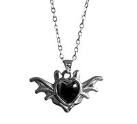our fave Styles Demons Wing Heart Pendant Necklace with Crystal Trendy Gothic Neck Accessory for Women and Men Fashion Wing Charm Necklace
