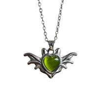 our fave Styles Demons Wing Heart Pendant Necklace with Crystal Trendy Gothic Neck Accessory for Women and Men Fashion Wing Charm Necklace