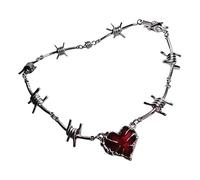 our fave Trendy Gothic Inspired Heart Pendant Necklace with Adjustable Chain Accessory Alternative Fashion Lovers Red Crystal Gothic Jewelry