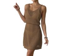 our fave V Neck Hollow Out Beach Cover Up Dress Quick Dry Polyester Fabric Design for Daily Beachwear Strappy Dress