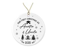 Our First Christmas As Auntie and Uncle Ornament - New Auntie Ornament - New Baby - Ceramic Xmas Tree Decor - Christmas Keepsake Printed on Both Sides