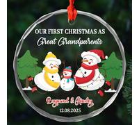 Our First Christmas As Great Grandparents Keepsake Glass Noel Xmas Tree Hanging With Ribbon Memorial