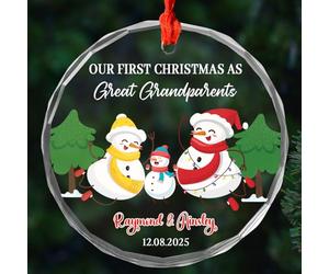 Our First Christmas As Great Grandparents Keepsake Glass Noel Xmas Tree Hanging With Ribbon Memorial