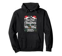 Our First Christmas As Mr And Mrs 2025 Funny Xmas Typography Pullover Hoodie