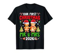 Our First Christmas as Mr and Mrs 2026 Gingerbread Couples Value Graphic T-Shirt