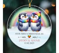 Our First Christmas As Mr & Mr Crimbo Baubles Glass Noel Xmas Tree Hanging With Ribbon Christmas Tree Decorations