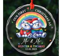 Our First Christmas As Mr & Mr Keepsake Glass Crimbo Ornaments With Ribbon Noel Xmas Tree Hanging