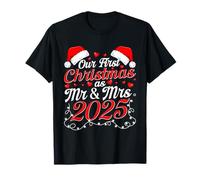 Our First Christmas as Mr & Mrs 2025 Couple Matching Pajamas T-Shirt