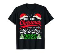 Our First Christmas as Mr & Mrs 2025 Couple Matching Pajamas T-Shirt