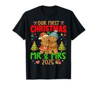 Our First Christmas As Mr & Mrs 2025 Gingerbread Couple T-Shirt