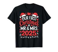 Our First Christmas As Mr Mrs 2025 Married Couple Matching T-Shirt