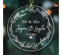Our First Christmas As Mr & Mrs Christmas Pendant Glass Crimbo Baubles With Ribbon Keepsake
