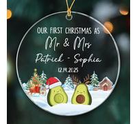 Our First Christmas As Mr & Mrs Noel Xmas Tree Hanging With Ribbon Crimbo Baubles Glass Christmas Tree Decorations