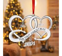 Our First Christmas as Mr & Mrs Ornament 2023 Christmas Decoration, Married 2023 Ornament 1st Year Wedding Gifts Metal with Gift Box, Bridal Shower Gift for Newlywed Couple Christmas Tree Wedding Orna