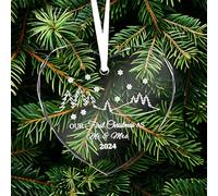 Our First Christmas as Mr & Mrs Ornament 2024, Glass 1st Christmas Married Ornament Christmas Tree Snowflake Wedding Gifts Decoration Hanging Ornament for Newlyweds (Heart Shape)